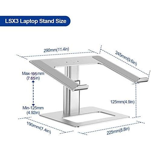  Besign LSX3 Aluminum Laptop Stand, Ergonomic Adjustable Notebook Stand, Riser Holder Computer Stand Compatible with Air, Pro, Dell, HP, Lenovo More 10 15.6 Laptops (Silver)