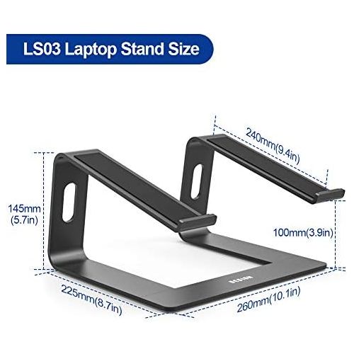  Besign LS03 Aluminum Laptop Stand, Ergonomic Detachable Computer Stand, Riser Holder Notebook Stand Compatible with Air, Pro, Dell, HP, Lenovo More 10 15.6 Laptops, Black