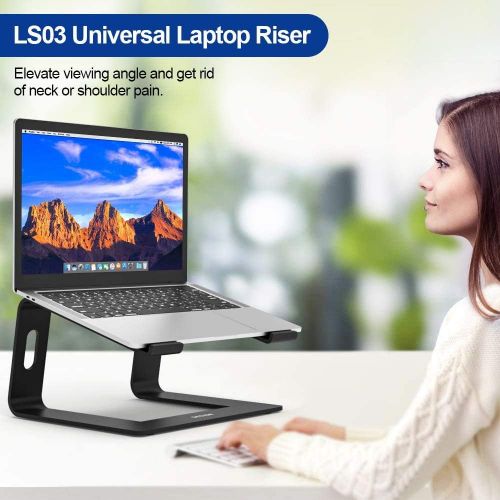  Besign LS03 Aluminum Laptop Stand, Ergonomic Detachable Computer Stand, Riser Holder Notebook Stand Compatible with Air, Pro, Dell, HP, Lenovo More 10 15.6 Laptops, Black