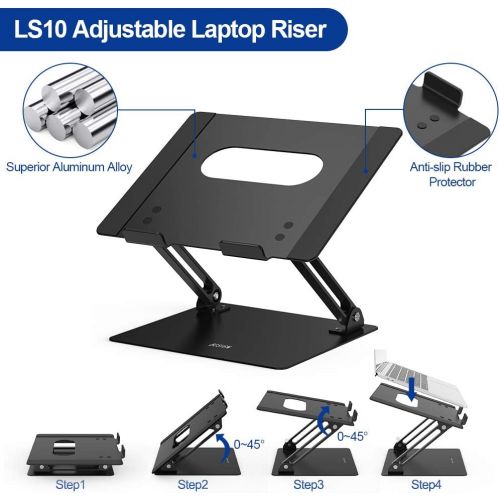  [아마존베스트]Besign LS10 Aluminum Laptop Stand, Ergonomic Adjustable Notebook Stand, Riser Holder Computer Stand Compatible with MacBook Air Pro, Dell, HP, Lenovo More 10-15.6 Laptops, Black