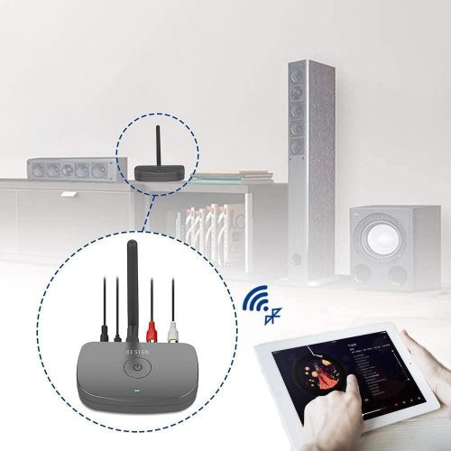  [아마존베스트]Besign BE-RCA Long Range Bluetooth Audio Adapter, HiFi Wireless Music Receiver, Bluetooth 5.0 Receiver for Wired Speakers or Home Music Streaming Stereo System