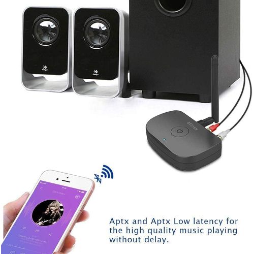  [아마존베스트]Besign BE-RCA Long Range Bluetooth Audio Adapter, HiFi Wireless Music Receiver, Bluetooth 5.0 Receiver for Wired Speakers or Home Music Streaming Stereo System, Black