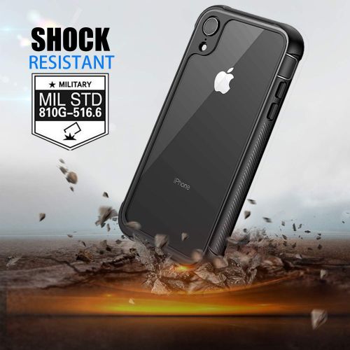  [아마존 핫딜]  [아마존핫딜]BESINPO iPhone XR Huelle, Transparent 360 Grad Schutz Stossfest Case Robust Handyhuelle Outdoor Schutzhuelle PC Bumper Duenn Cover fuer Apple iPhone XR 6.1 2018 (Schwarz)