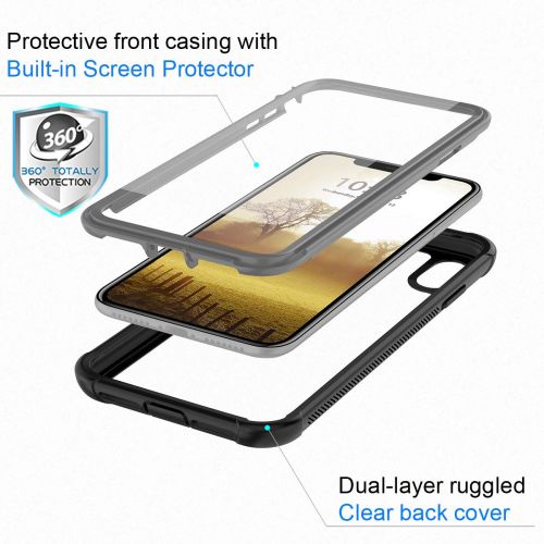  [아마존 핫딜]  [아마존핫딜]BESINPO iPhone XR Huelle, Transparent 360 Grad Schutz Stossfest Case Robust Handyhuelle Outdoor Schutzhuelle PC Bumper Duenn Cover fuer Apple iPhone XR 6.1 2018 (Schwarz)