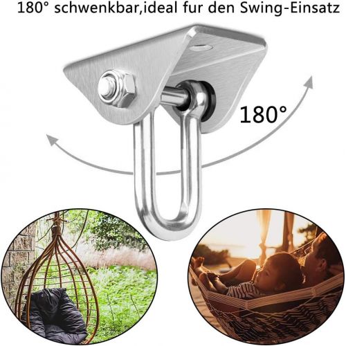  BESLIME Edelstahl Schwerlast Deckenhaken Premium Hangematten Haken, 2 Schraube fuer Beton Holz Yoga Hangematte Stuhl Sandsack, Wand-Haken, Decken-Haken, Traglast bis 400Kg