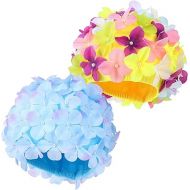 BESPORTBLE Floral Swimming Caps, Three-Dimensional Petal Swimming Caps Flower Shower Caps Reusable for Bathing Outdoor Summer Swimming Caps 2Pcs