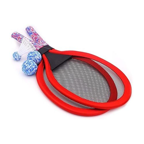  BESPORTBLE Tennis Rackets Set, 1 Pair Tennis Racket Set Racquet with 2 Soft Balls and 1 Badminton Shuttlecocks - Educational Game Props for Outdoor Indoor Sports