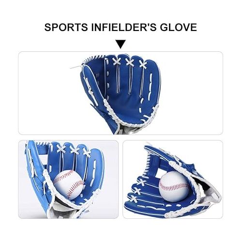  BESPORTBLE Baseball Glove PU Leather Professional Tee Ball Pitcher Hand Players Leather Pocket Mitt Infield Left Hand Throw Catchers Gloves Blue