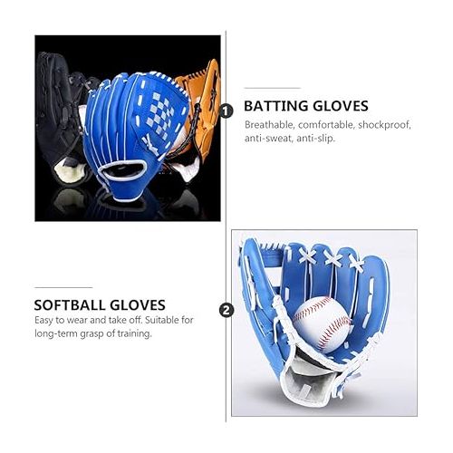  BESPORTBLE Baseball Glove PU Leather Professional Tee Ball Pitcher Hand Players Leather Pocket Mitt Infield Left Hand Throw Catchers Gloves Blue