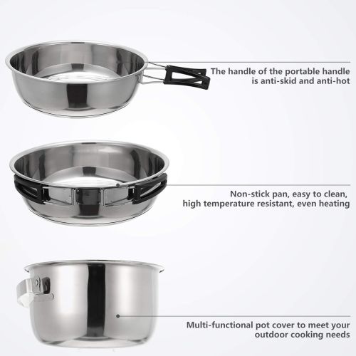  BESPORTBLE 1 Set/6pcs Camping Cookware Spoon Set Outdoor Hiking Backpacking Non-Stick Cooking Picnic Cookware (Silver)