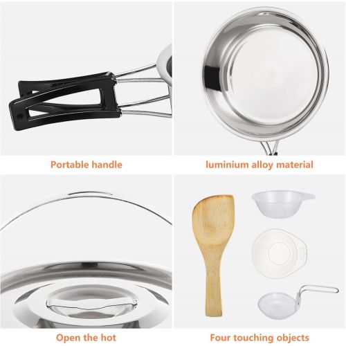  BESPORTBLE 1 Set/6pcs Camping Cookware Spoon Set Outdoor Hiking Backpacking Non-Stick Cooking Picnic Cookware (Silver)