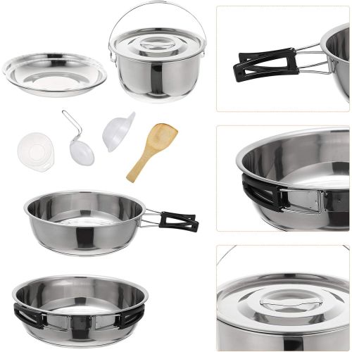  BESPORTBLE 1 Set/6pcs Camping Cookware Spoon Set Outdoor Hiking Backpacking Non-Stick Cooking Picnic Cookware (Silver)