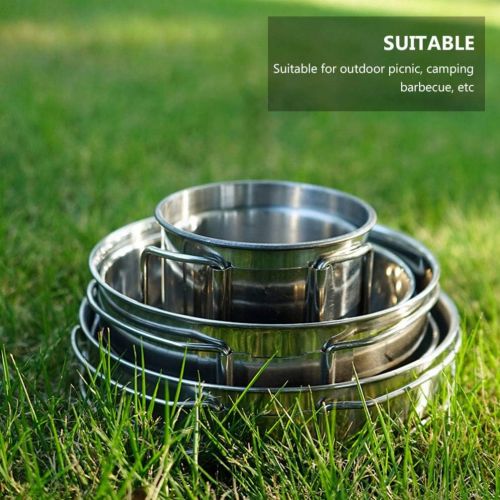  BESPORTBLE 5pcs Camping Cookware Mess Kit Stainless Steel Cooking Pan Pots Cups Utensil Tableware Set for Outdoor Hiking BBQ Picnic