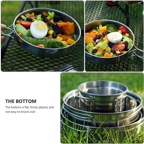  BESPORTBLE 5pcs Camping Cookware Mess Kit Stainless Steel Cooking Pan Pots Cups Utensil Tableware Set for Outdoor Hiking BBQ Picnic