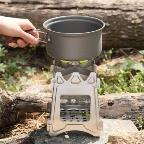  BESPORTBLE 1pc Stainless Steel Wood Burning Camping Stove Cookware Mini Wood Stove Wood Burning Stove for Camping Picnic Outdoor BBQ