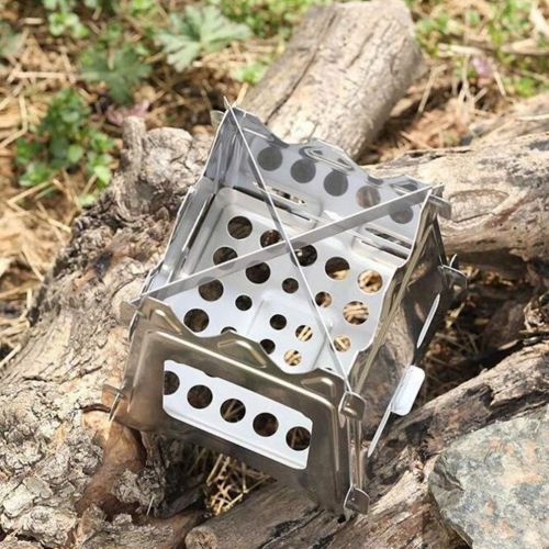  BESPORTBLE 1pc Stainless Steel Wood Burning Camping Stove Cookware Mini Wood Stove Wood Burning Stove for Camping Picnic Outdoor BBQ