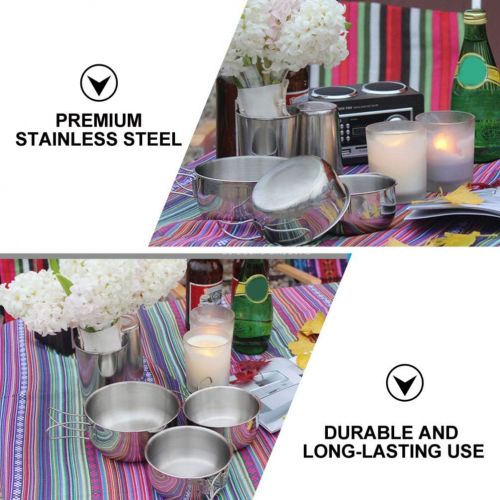  BESPORTBLE 500ML Stainless Steel Cook Pot Outdoor Camping Pot Camping Accessories for Outdoor Camping Hiking (Silver)