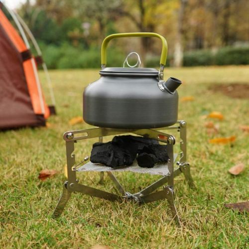  BESPORTBLE Gas Burner Stove Rack Stand Portable Bonfire Fire Holder Outdoor Mini Folding Compact Charcoal Barbeque Grill Tools with Storage Bag for Picnic Backyard Travel 27. 5X26X