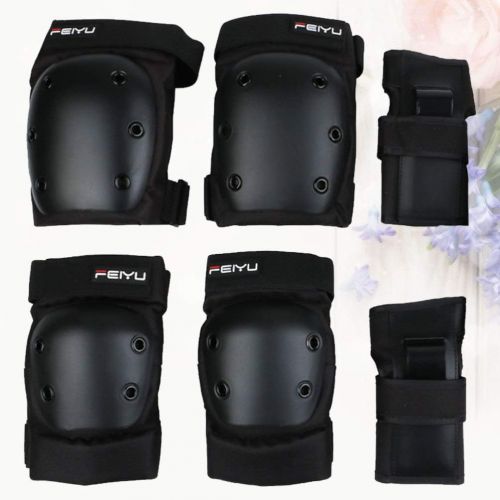  BESPORTBLE 6pcs Protective Knee Pads Gear for Adult Elbow Pads Skateboarding Roller Skating Inline Skate Cycling BMX Bicycle Scootering Wrist Guards Kneecap Black XS