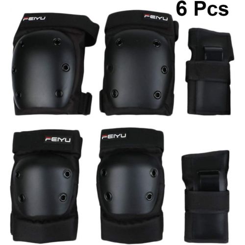  BESPORTBLE 6pcs Protective Knee Pads Gear for Adult Elbow Pads Skateboarding Roller Skating Inline Skate Cycling BMX Bicycle Scootering Wrist Guards Kneecap Black XS