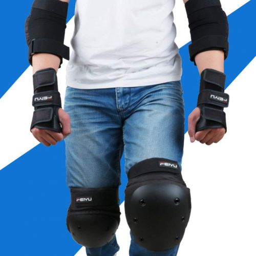  BESPORTBLE 6pcs Protective Knee Pads Gear for Adult Elbow Pads Skateboarding Roller Skating Inline Skate Cycling BMX Bicycle Scootering Wrist Guards Kneecap Black XS