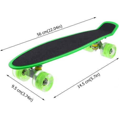  BESPORTBLE Kids Skateboards Light Up Skateboard 56CM Kids Longboard Four-Wheeled Street Skateboard for Kids Beginners