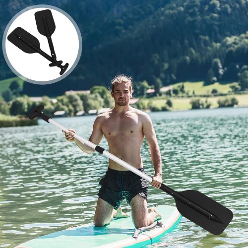  BESPORTBLE 2pcs Telescoping Paddle Lightweight Stand- up Paddle Oars Collapsible Safety Boat Paddle for Water Sport Floating Paddle Board Accessories Black