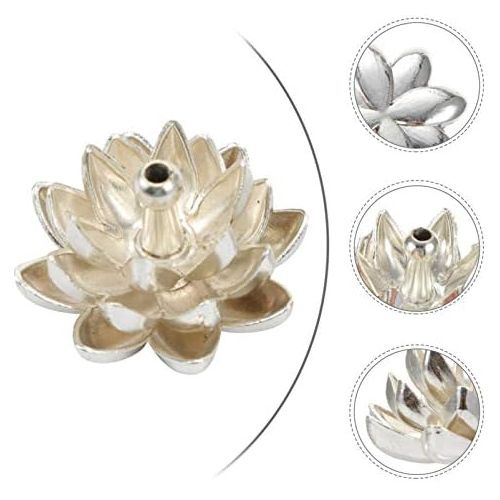  인센스스틱 BESPORTBLE 2pcs Incense Stick Burner Vintage Lotus Flower Shape Mini Incense Holder Portable Ash Catcher Tray for Home Table Decoration Silver