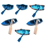 BESPORTBLE 6 Sets of Miniature Dollhouse Boat with Oars Figurines Canoe Models Toys Ocean Beach Scene Ornaments Mini Fairy Garden Accessories