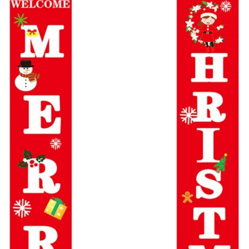  BESPORTBLE Merry Christmas Porch Sign Christmas Welcome Banner Christmas House Number Christmas Wall Hanging Indoor Outdoor Fireplace Wall Decoration (Red)