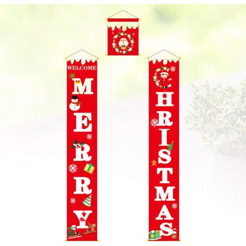  BESPORTBLE Merry Christmas Porch Sign Christmas Welcome Banner Christmas House Number Christmas Wall Hanging Indoor Outdoor Fireplace Wall Decoration (Red)