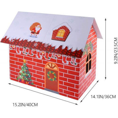  BESPORTBLE Christmas Cardboard Snow House Winter Wonderland Tiny Red 3D Village Cottage Toy Photo Prop Holiday Fireplace Showcase Cabin Model for Home Shop