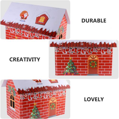  BESPORTBLE Christmas Cardboard Snow House Winter Wonderland Tiny Red 3D Village Cottage Toy Photo Prop Holiday Fireplace Showcase Cabin Model for Home Shop