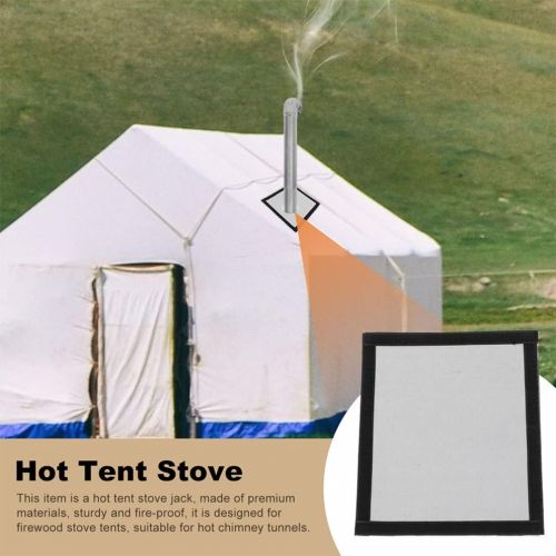  BESPORTBLE 4 Pcs Hot Tent Stove Jack, 9 x 8 Square Highly Flame Retardant Firewood Stove Chimney Furnace Pipe Fireproof Protection Ring for Firewood Stove Tents