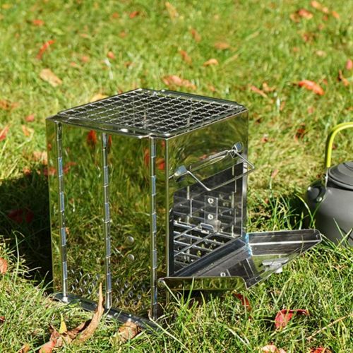  BESPORTBLE Folding Camping Stove Stainless Steel Wood Burning Stove Outdoor BBQ Stove Charcoal Grill Rack for Outdoor Camping Cooking Picnic