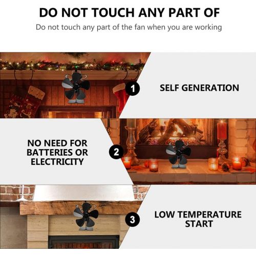  BESPORTBLE 5 Blade Heat Powered Stove Fan for Wood Log Burner Fireplace Increases More Warm Fan Winter Home Village Supplies Black