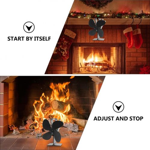  BESPORTBLE Fireplace Fan Heat Powered Stove Fan 4 Blades Aluminium Alloy Stove Fan for Wood Log Burner Fireplace Circulating Warm Air Saving Fuel Efficiently