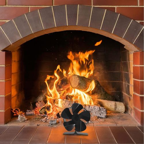  BESPORTBLE Heat Powered Stove Fan for Wood Log Burner Fireplace Black