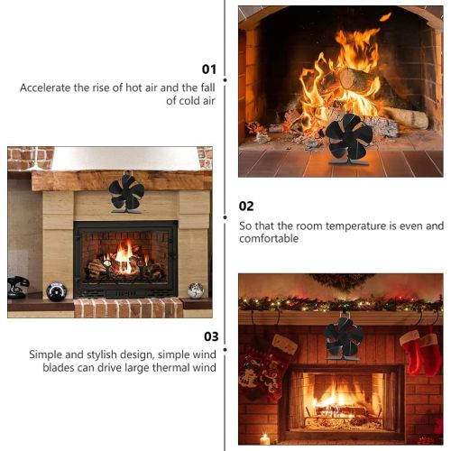  BESPORTBLE Heat Powered Stove Fan for Wood Log Burner Fireplace Black