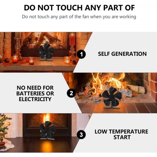  BESPORTBLE Heat Powered Stove Fan for Wood Log Burner Fireplace Black