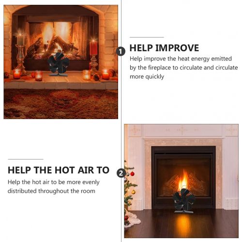  BESPORTBLE Heat Powered Stove Fan for Wood Log Burner Fireplace Black