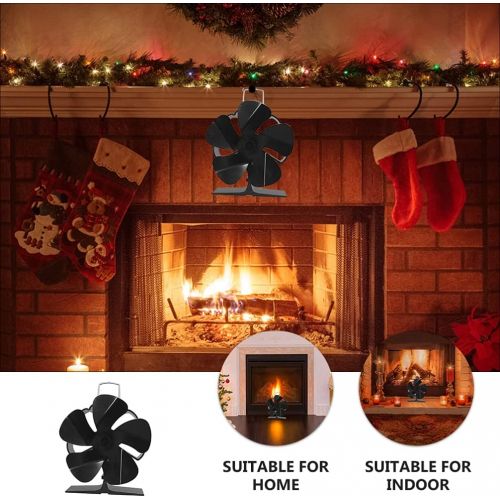  BESPORTBLE Heat Powered Stove Fan for Wood Log Burner Fireplace Black