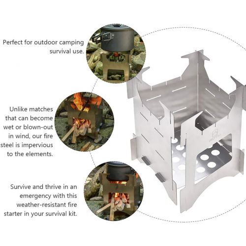  BESPORTBLE Stainless Steel Wood Stove Portable Camping Stove Outdoor Folding Stove for Hiking Traveling BBQ Grill Portable Cookware Tool