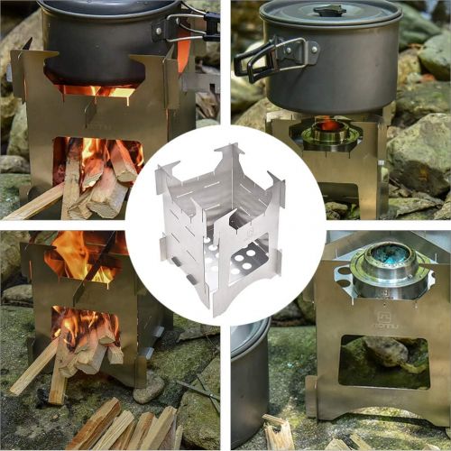  BESPORTBLE Stainless Steel Wood Stove Portable Camping Stove Outdoor Folding Stove for Hiking Traveling BBQ Grill Portable Cookware Tool