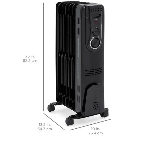  BEST CHOICE PRODUCTS Best Choice Products 1500W Home Portable Electric Energy-Efficient Radiator Heater wAdjustable Thermostat, Safety Shut-Off, 3 Heat Settings - Black