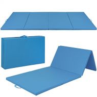 BEST CHOICE PRODUCTS 4x10x2 Gymnastics Gym Folding Exercise Aerobics Mats Stretching Yoga Mat, Blue