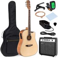 BEST CHOICE PRODUCTS Best Choice Products 41in Full Size All-Wood Acoustic Electric Cutaway Guitar Musical Instrument Set Bundle w 10-Watt Amplifier, Capo, E-Tuner, Gig Bag, Strap, Picks, Extra String