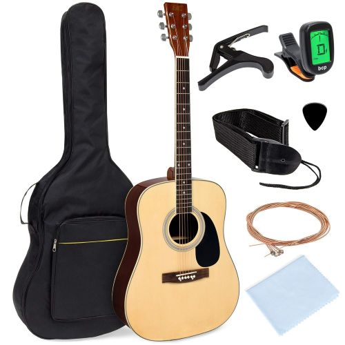  BEST CHOICE PRODUCTS Best Choice Products 41in Full Size All-Wood Acoustic Guitar Starter Kit wFoam Padded Gig Bag, E-Tuner, Picks, Guitar Strap, Extra Strings, Polishing Cloth - Natural