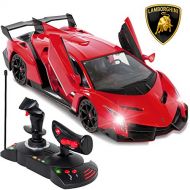 BEST CHOICE PRODUCTS Best Choice Products 1/14 Scale Remote Control Car Lamborghini Veneno Toy w/ Gravity Sensor, Engine Sounds, Lights - Red