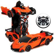 BEST CHOICE PRODUCTS Best Choice Products Transforming RC Remote Control Robot Drifting Sports Race Car Toy w/ Sounds, LED Lights